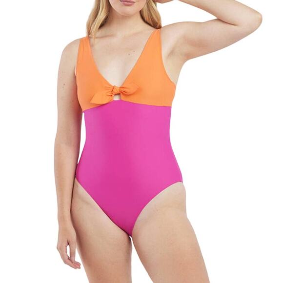 SUMMERSALT One Piece Swimsuit  The Jetsetter Hibiscus Tangerine Pink UPF 50+ 4 - Picture 5 of 10